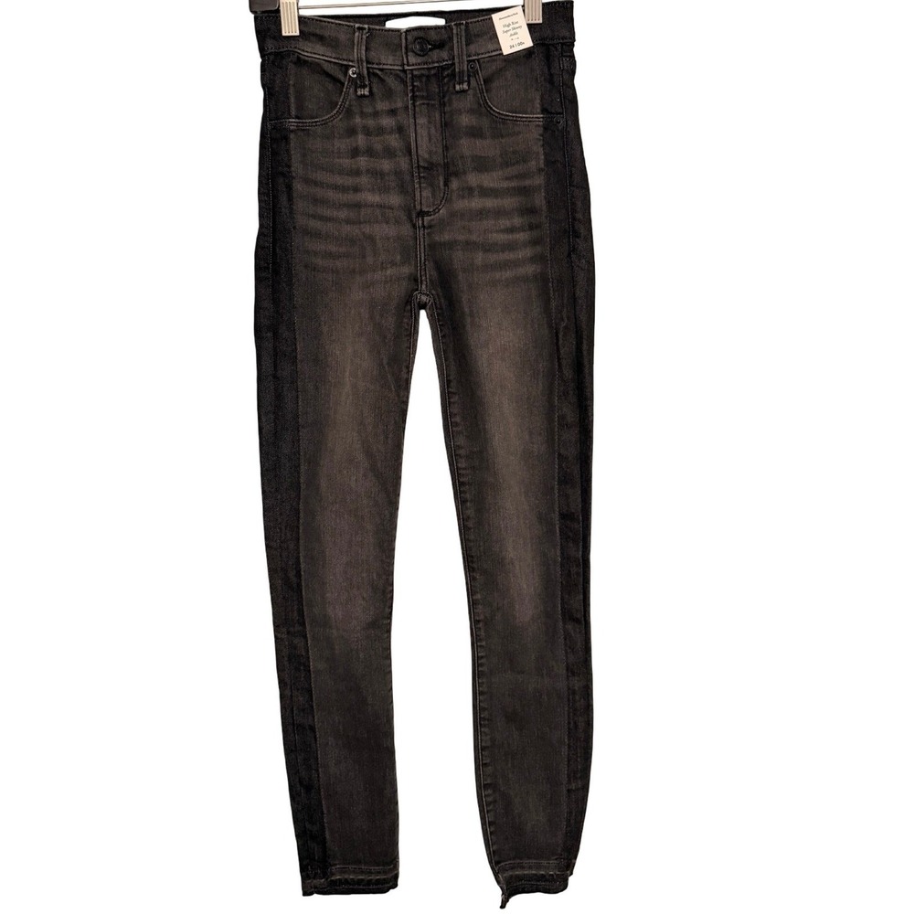 NWT Abercrombie & Fitch High Rise Super Skinny Ankle 24/00R Black Jeans Raw Hem
